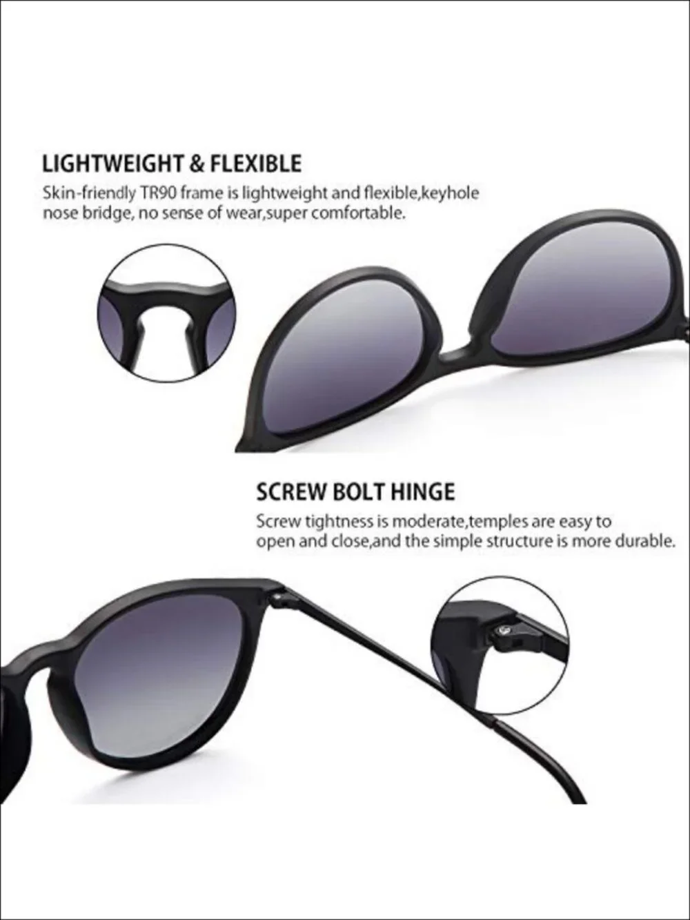 Polarized Round Sunglasses UV Protection Retro Vintage Unisex Eyewear